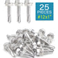 #12 x 1" Stainless Hex Washer Head Self Drilling Screws (25pcs), Stainless Steel 410 Fully Threaded Sheet Metal Tek Self-Tapping Screw by IMSCREWS