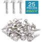 IMScrews 25pcs #10 x 3/4" Stainless Hex Washer Head Self Drilling Screws, 410 Stainless Steel Full Thread Sheet Metal Tek Screws