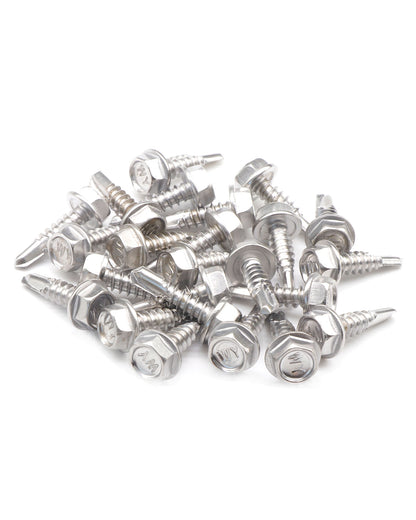 IMScrews 25pcs #10 x 3/4" Stainless Hex Washer Head Self Drilling Screws, 410 Stainless Steel Full Thread Sheet Metal Tek Screws