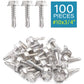 100pcs #10 x 3/4" Stainless Hex Washer Head Self Drilling Screws, Stainless Steel 410 Fully Threaded Sheet Metal Tek Screw | by IMSCREWS