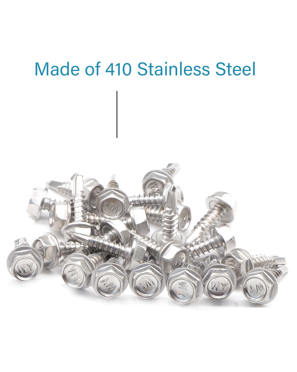 100pcs #10 x 3/4" Stainless Hex Washer Head Self Drilling Screws, Stainless Steel 410 Fully Threaded Sheet Metal Tek Screw | by IMSCREWS