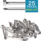IMScrews 25pcs #10 x 1-1/2" Stainless Hex Washer Head Self Drilling Screws, 410 Stainless Steel Full Thread Sheet Metal Tek Screws