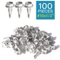 IMScrews 100pcs #10 x 1/2" Stainless Hex Washer Head Self Drilling Screws, 410 Stainless Steel Full Thread Sheet Metal Tek Screws