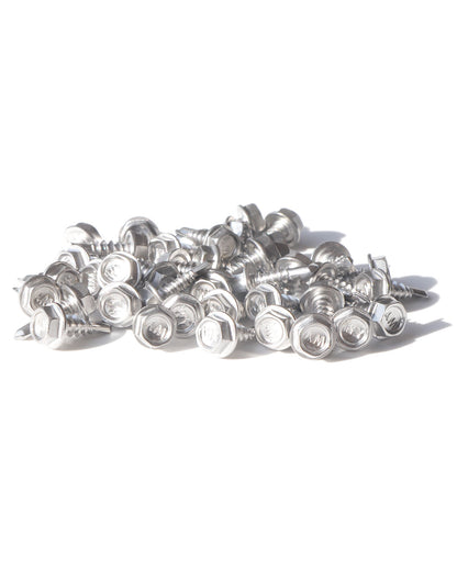 IMScrews 100 шт. # 10 x 1/2 дюйма, самосверлящие винты с шестигранной головкой и шайбой из нержавеющей стали, винты из нержавеющей стали 410 с полной резьбой для листового металла Tek