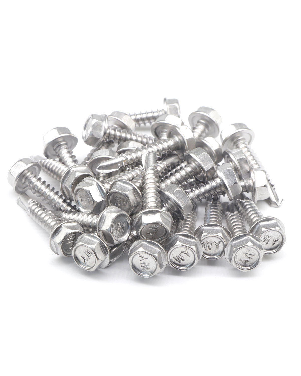 IMScrews 50 шт. # 10 x 1 дюйм, самосверлящие винты с шестигранной головкой и шайбой из нержавеющей стали, винты из нержавеющей стали 410 с полной резьбой для листового металла Tek