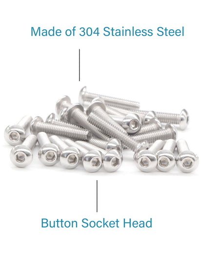 M4 x 3/4" Button Head Socket Cap Bolts Screws (50pcs) 18-8 Stainless Steel 304 Allen Hex Drive Fully Thread Machine Screw ISO7380 | by IMSCREWS
