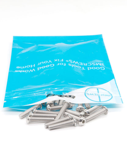 M4 x 3/4" Button Head Socket Cap Bolts Screws (100pcs) 18-8 Stainless Steel 304 Allen Hex Drive Fully Thread Machine Screw ISO7380 | by IMSCREWS