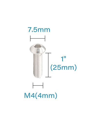 M4 x 1" Button Head Socket Cap Bolts Screws (50pcs) 18-8 Stainless Steel 304 Allen Hex Drive Fully Thread Machine Screw ISO7380 | by IMSCREWS
