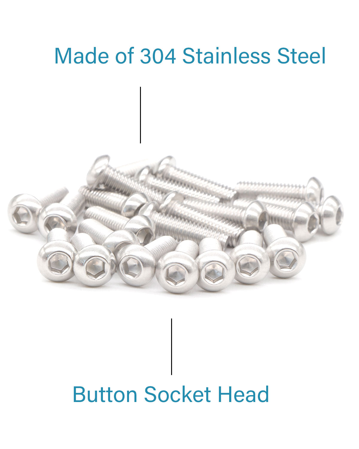 M6 x 3/4" Button Head Socket Cap Bolts Screws (50pcs) 18-8 Stainless Steel 304 Allen Hex Drive Fully Thread Machine Screw ISO7380 | by IMSCREWS