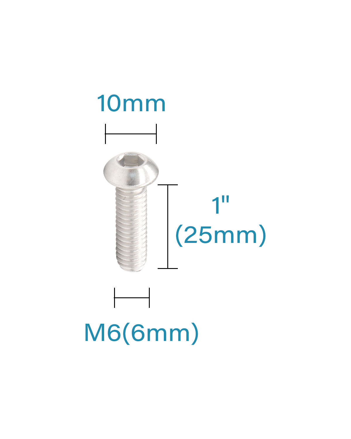 M6 x 1" Button Head Socket Cap Bolts Screws (50pcs) 18-8 Stainless Steel 304 Allen Hex Drive Fully Thread Machine Screw ISO7380 | by IMSCREWS