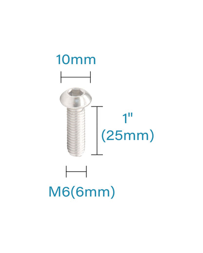 M6 x 1" Button Head Socket Cap Bolts Screws (50pcs) 18-8 Stainless Steel 304 Allen Hex Drive Fully Thread Machine Screw ISO7380 | by IMSCREWS