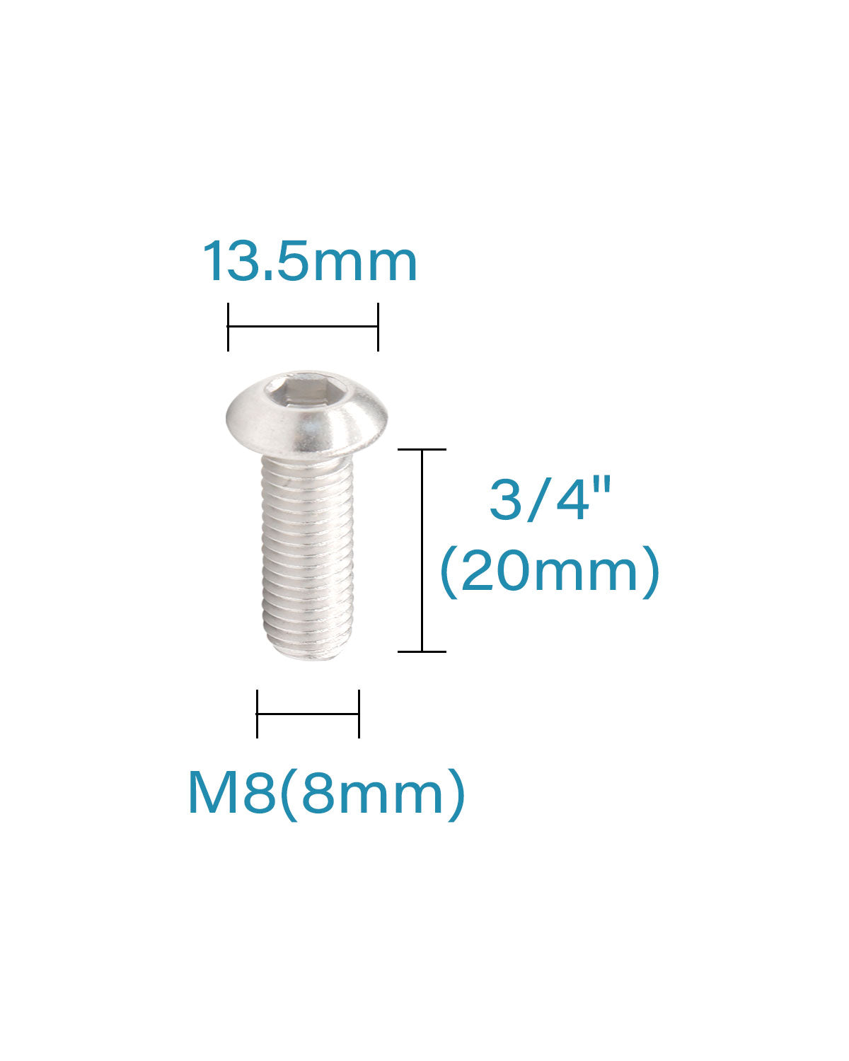 M8 x 3/4" Button Head Socket Cap Bolts Screws (25pcs) 18-8 Stainless Steel 304 Allen Hex Drive Fully Thread Machine Screw ISO7380 | by IMSCREWS