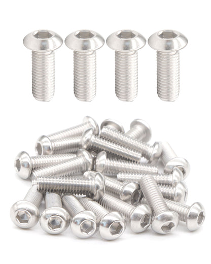 M8 x 1" Button Head Socket Cap Bolts Screws (10pcs) 18-8 Stainless Steel 304 Allen Hex Drive Fully Thread Machine Screw ISO7380 | by IMSCREWS