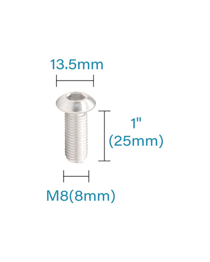 M8 x 1" Button Head Socket Cap Bolts Screws (10pcs) 18-8 Stainless Steel 304 Allen Hex Drive Fully Thread Machine Screw ISO7380 | by IMSCREWS