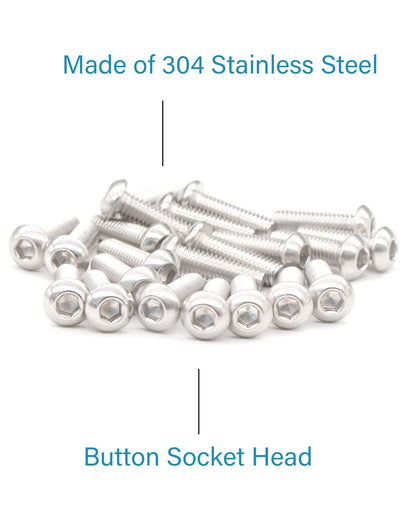 M8 x 1" Button Head Socket Cap Bolts Screws (10pcs) 18-8 Stainless Steel 304 Allen Hex Drive Fully Thread Machine Screw ISO7380 | by IMSCREWS