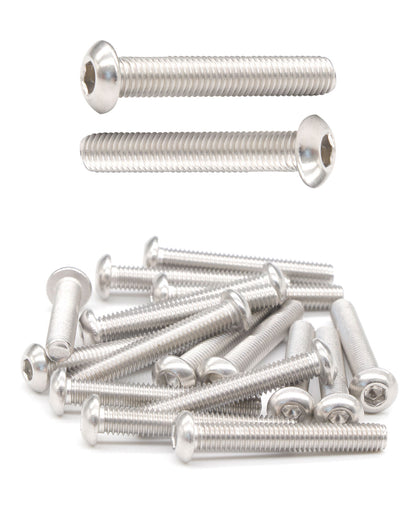 M8 x 2" Button Head Socket Cap Bolts Screws (5pcs) 18-8 Stainless Steel 304 Allen Hex Drive Fully Thread Machine Screw ISO7380 | by IMSCREWS