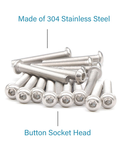 M8 x 2" Button Head Socket Cap Bolts Screws (5pcs) 18-8 Stainless Steel 304 Allen Hex Drive Fully Thread Machine Screw ISO7380 | by IMSCREWS