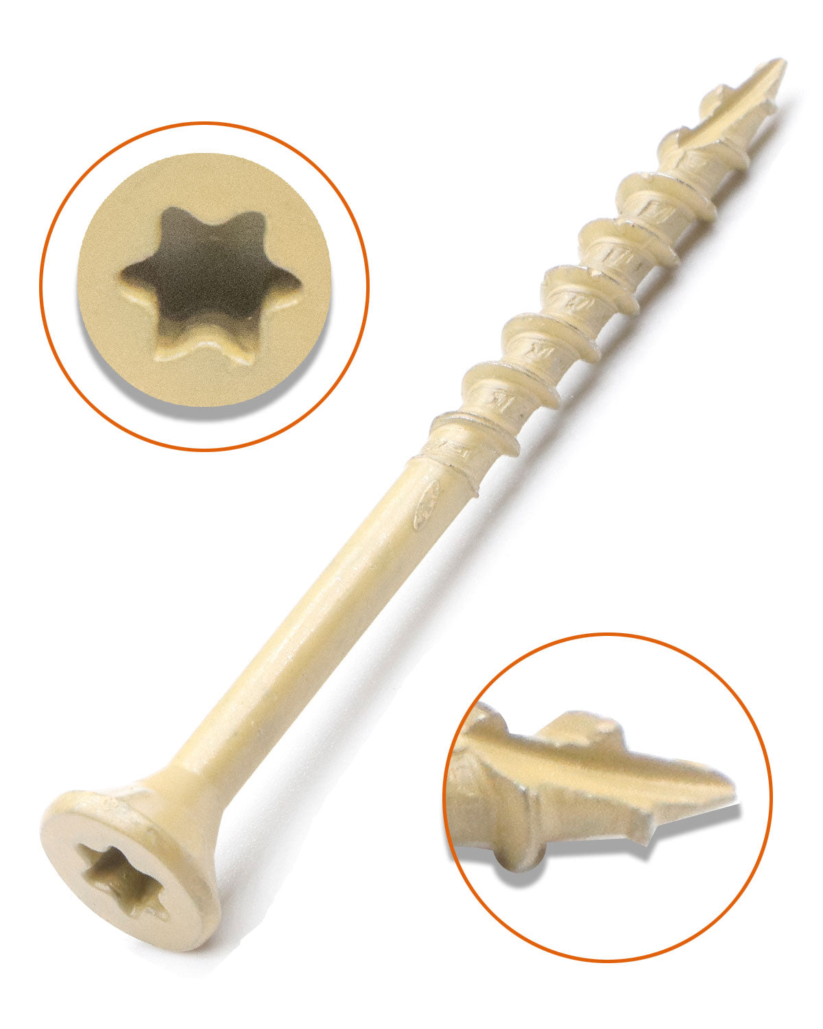 Deck Screws, Exterior Wood Screws #8 x 2 Inch 100 Pcs, Carbon Steel Star Drive and Coarse Threads, Anti-Corrosion, Tan Coated Screws for Decks, Fences and Other Outdoor Use | by IMSCREWS