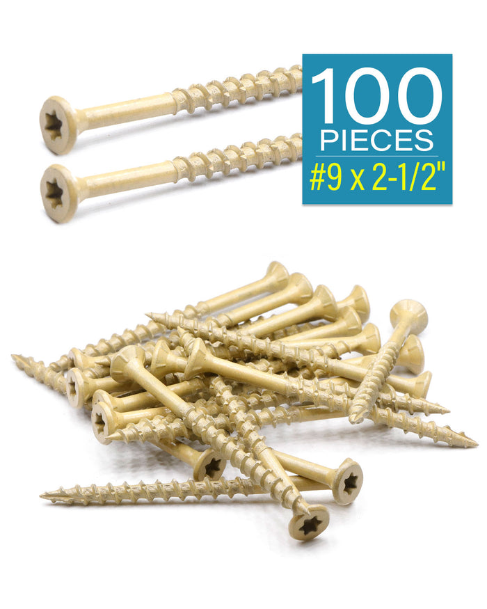 #9 x 2-1/2" Deck Screws, 100 Pcs, Tan Coated | IMSCREWS