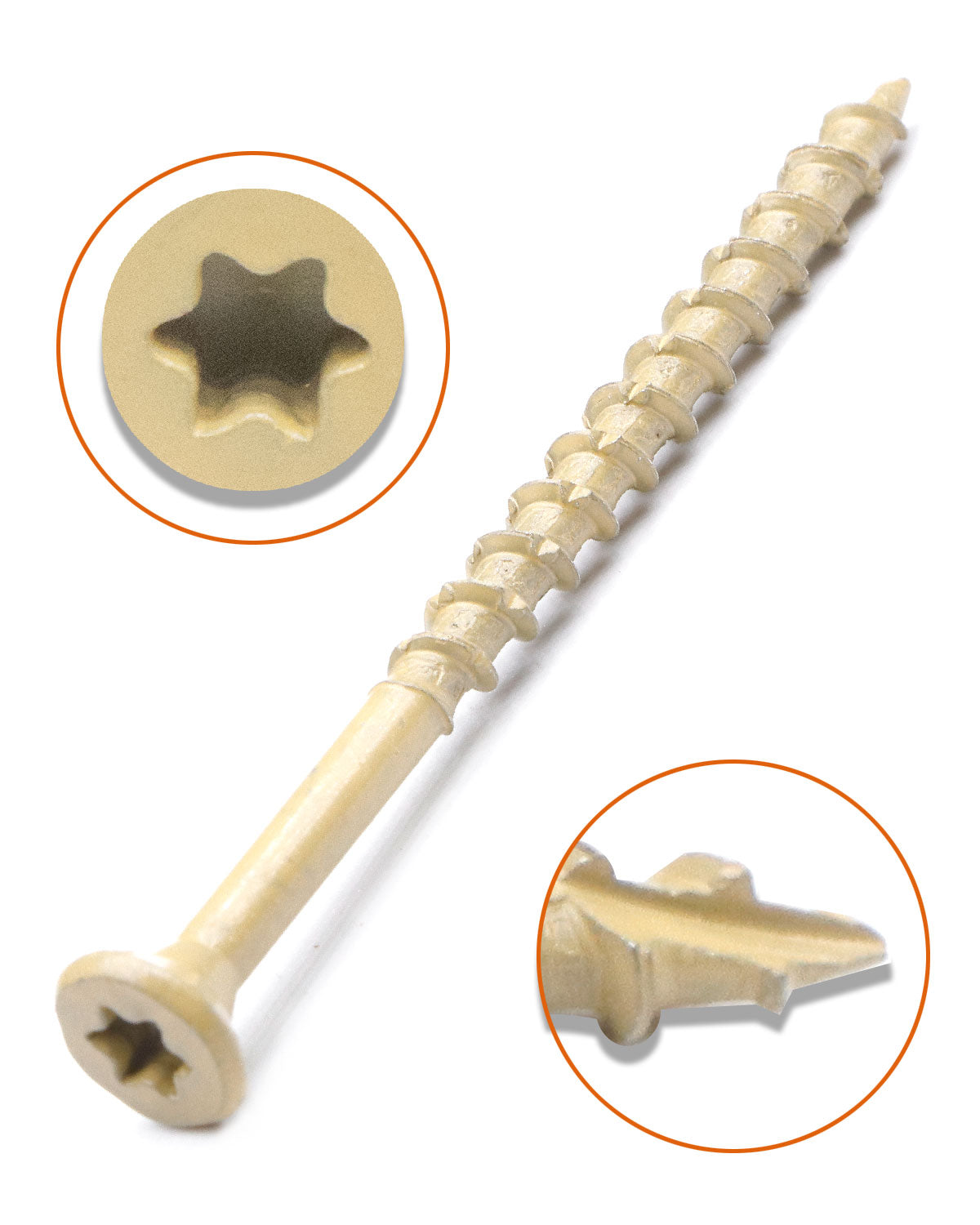 Deck Screws, Exterior Wood Screws #9 x 2-1/2 Inch 100 Pcs, Carbon Steel Star Drive and Coarse Threads, Anti-Corrosion, Tan Coated Screws for Decks, Fences and Other Outdoor Use | by IMSCREWS