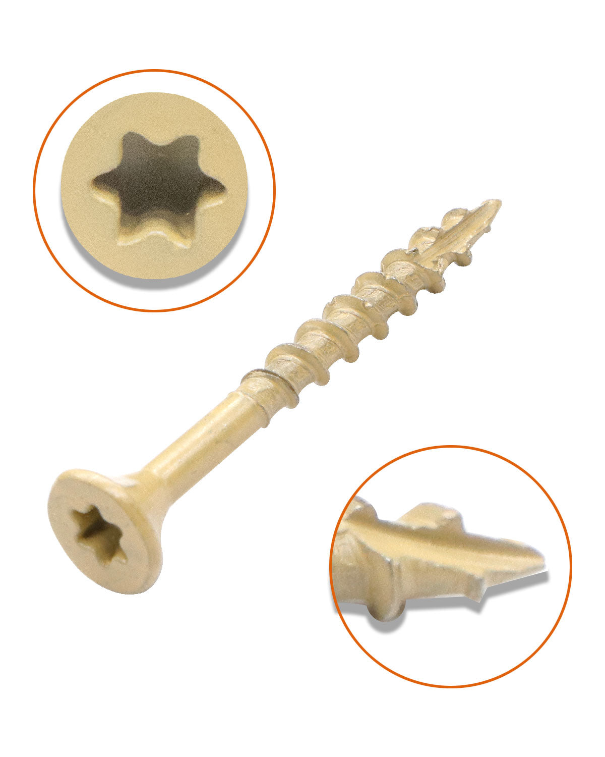 Deck Screws, Exterior Wood Screws #8 x 1-5/8 Inch 100 Pcs, Carbon Steel Star Drive and Coarse Threads, Anti-Corrosion, Tan Coated Screws for Decks, Fences and Other Outdoor Use | by IMSCREWS