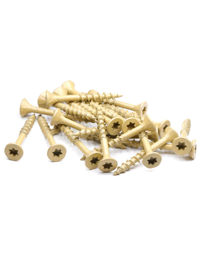 Deck Screws, Exterior Wood Screws #8 x 1-1/2 Inch 100 Pcs, Carbon Steel Star Drive and Coarse Threads, Anti-Corrosion, Tan Coated Screws for Decks, Fences and Other Outdoor Use | by IMSCREWS