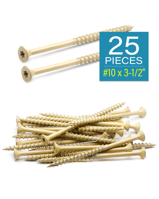 Deck Screws, Exterior Wood Screws #10 x 3-1/2 Inch 25 Pcs, Carbon Steel Star Drive and Coarse Threads, Anti-Corrosion, Tan Coated Screws for Decks, Fences and Other Outdoor Use | by IMSCREWS