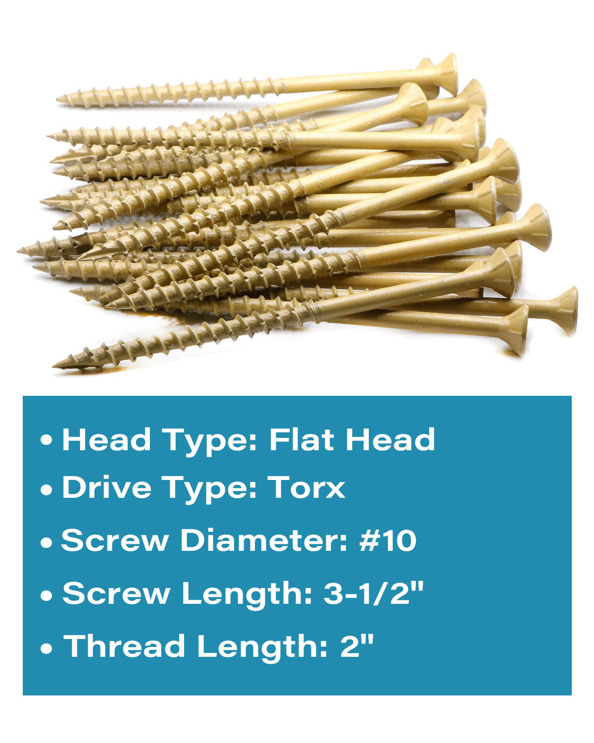Deck Screws, Exterior Wood Screws #10 x 3-1/2 Inch 25 Pcs, Carbon Steel Star Drive and Coarse Threads, Anti-Corrosion, Tan Coated Screws for Decks, Fences and Other Outdoor Use | by IMSCREWS