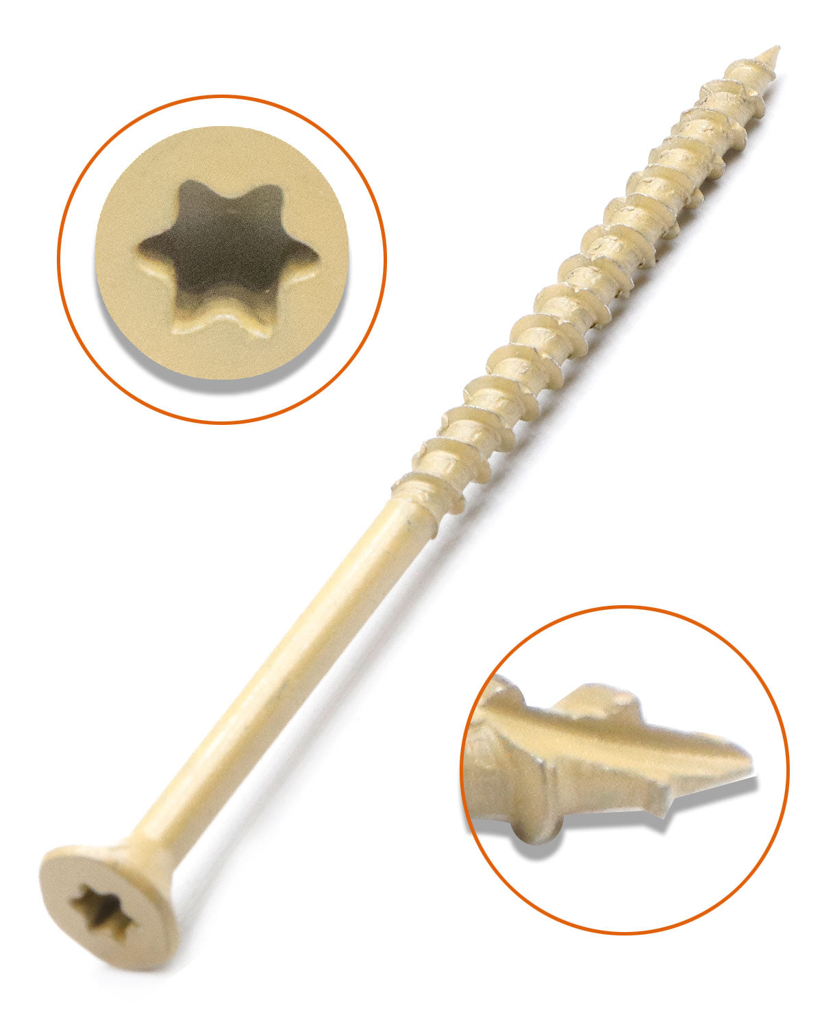 Deck Screws, Exterior Wood Screws #10 x 3-1/2 Inch 25 Pcs, Carbon Steel Star Drive and Coarse Threads, Anti-Corrosion, Tan Coated Screws for Decks, Fences and Other Outdoor Use | by IMSCREWS