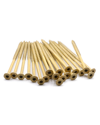 Deck Screws, Exterior Wood Screws #10 x 3-1/2 Inch 25 Pcs, Carbon Steel Star Drive and Coarse Threads, Anti-Corrosion, Tan Coated Screws for Decks, Fences and Other Outdoor Use | by IMSCREWS