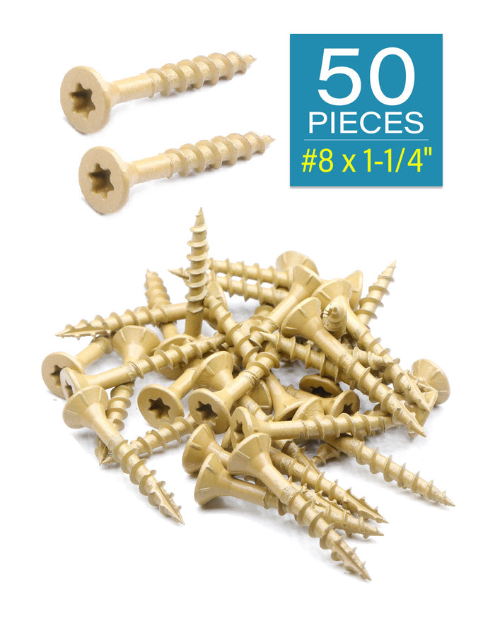 #8 x 1-1/4" Deck Screws, 50 Pcs, Tan Coated | IMSCREWS
