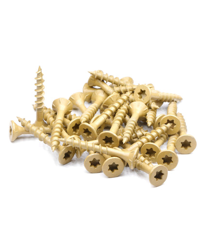 Deck Screws, Exterior Wood Screws #8 x 1-1/4 Inch 100 Pcs, Carbon Steel Star Drive and Coarse Threads, Anti-Corrosion, Tan Coated Screws for Decks, Fences and Other Outdoor Use | by IMSCREWS