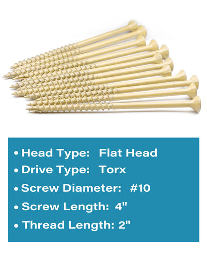 Deck Screws, Exterior Wood Screws #10 x 4 Inch 25 Pcs, Carbon Steel Star Drive and Coarse Threads, Anti-Corrosion, Tan Coated Screws for Decks, Fences and Other Outdoor Use | by IMSCREWS