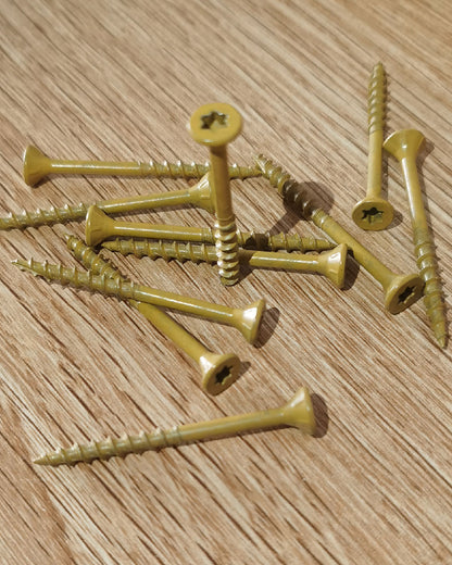 Deck Screws, Exterior Wood Screws #10 x 4 Inch 25 Pcs, Carbon Steel Star Drive and Coarse Threads, Anti-Corrosion, Tan Coated Screws for Decks, Fences and Other Outdoor Use | by IMSCREWS