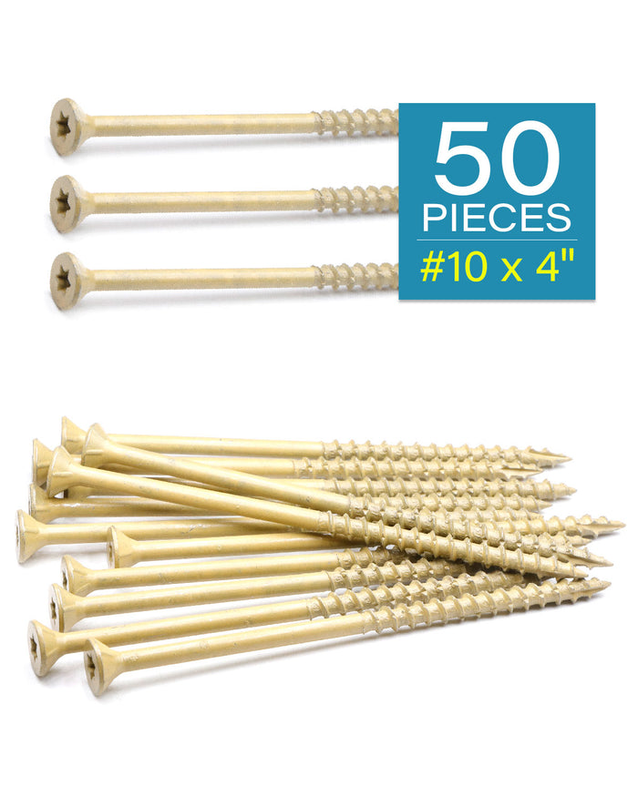 #10 x 4" Deck Screws, 50 Pcs, Tan Coated | IMSCREWS