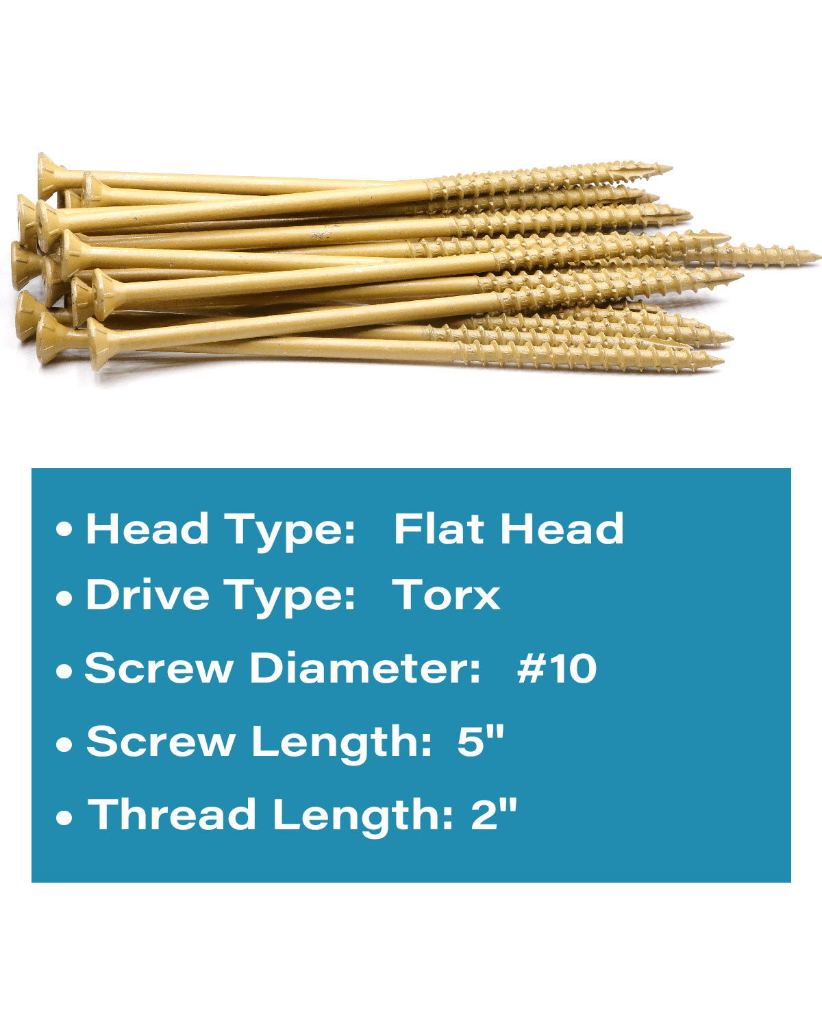 Deck Screws, Exterior Wood Screws #10 x 5 Inch 50 Pcs, Carbon Steel Star Drive and Coarse Threads, Anti-Corrosion, Tan Coated Screws for Decks, Fences and Other Outdoor Use | by IMSCREWS