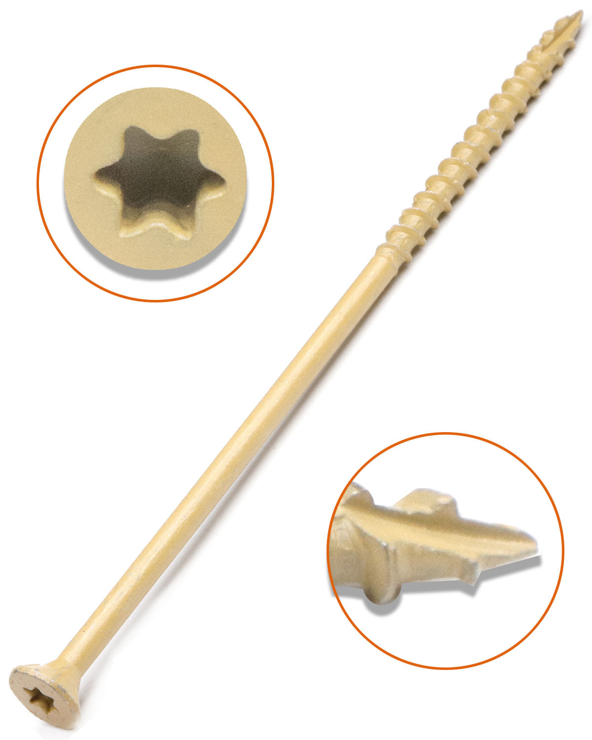 Deck Screws, Exterior Wood Screws #10 x 5 Inch 50 Pcs, Carbon Steel Star Drive and Coarse Threads, Anti-Corrosion, Tan Coated Screws for Decks, Fences and Other Outdoor Use | by IMSCREWS