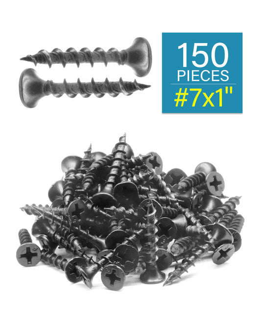 IMScrews 150 шт. #7x1" Шурупы для гипсокартона с крупной резьбой Phillips Саморезы с головкой из стекляруса Черный оксид Идеально подходят для гипсокартона
