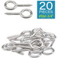 IMScrews 20Pcs 1-3/4 Inch Screw Eyes Small Eyelet Screws Lag Eyebolt Heavy Duty Hook 304 Stainless Steel