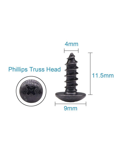 100pcs #8 x 1/2 inch Truss Head Phillips Wood Screws with Black Oxide Coated | by IMSCREWS
