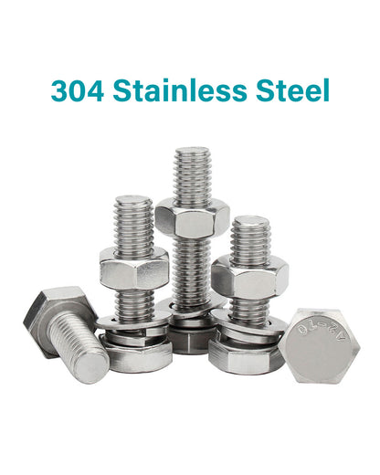 25pcs M6 Hex Head Screws Bolts and Nuts Kit, Metric Hexagon Stainless Steel 304 Bolts Screws Nuts Washers Assortment Kit | by IMSCREWS