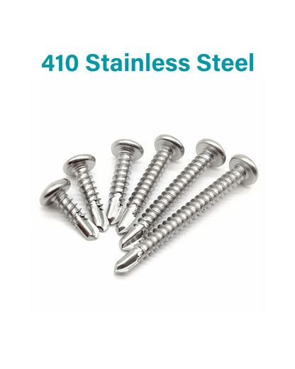 Self Tapping Sheet Metal Screws, 10 Wood to Metal Screw Assortment, Phillips Pan Head Self Drilling Screws Set, 1/2",5/8",3/4",1",1-1/4",1-1/2",1-3/4",2" - 410 Stainless Steel, 400 Pieces by IMSCREWS